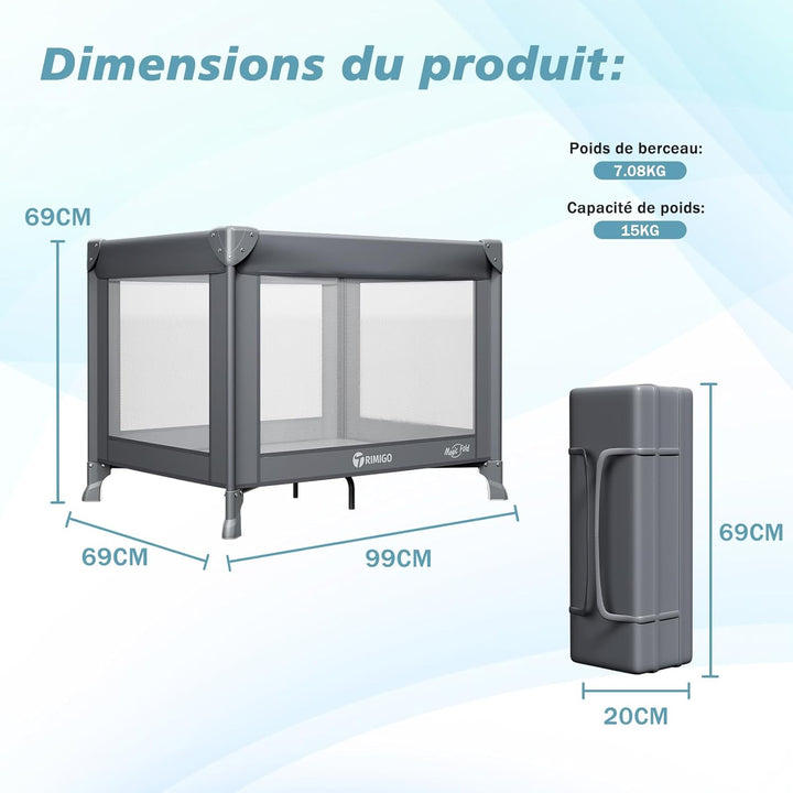 Baby Reisebett Dream N Play, faltbares Babybett, faltbar & tragbar für Babys bis 15 kg, Kompaktes Re
