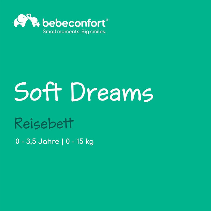 BEBECONFORT Soft Dreams, Reisebett Baby, 0–3 Jahre (0–15 kg), leichtes Reisebettchen, Matratze aus H