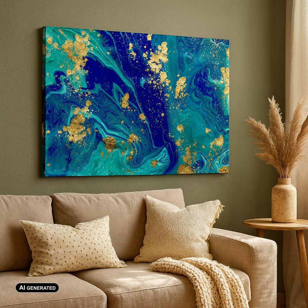 Bilder auf Leinwand Abstraktion modern Leinwandbild mit Rahmen 70x50cm Wandbilder Dekoration Wohnzim