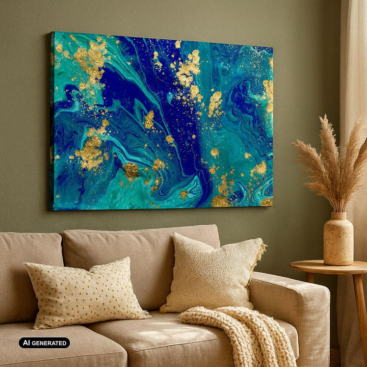 Bilder auf Leinwand Abstraktion modern Leinwandbild mit Rahmen 70x50cm Wandbilder Dekoration Wohnzim