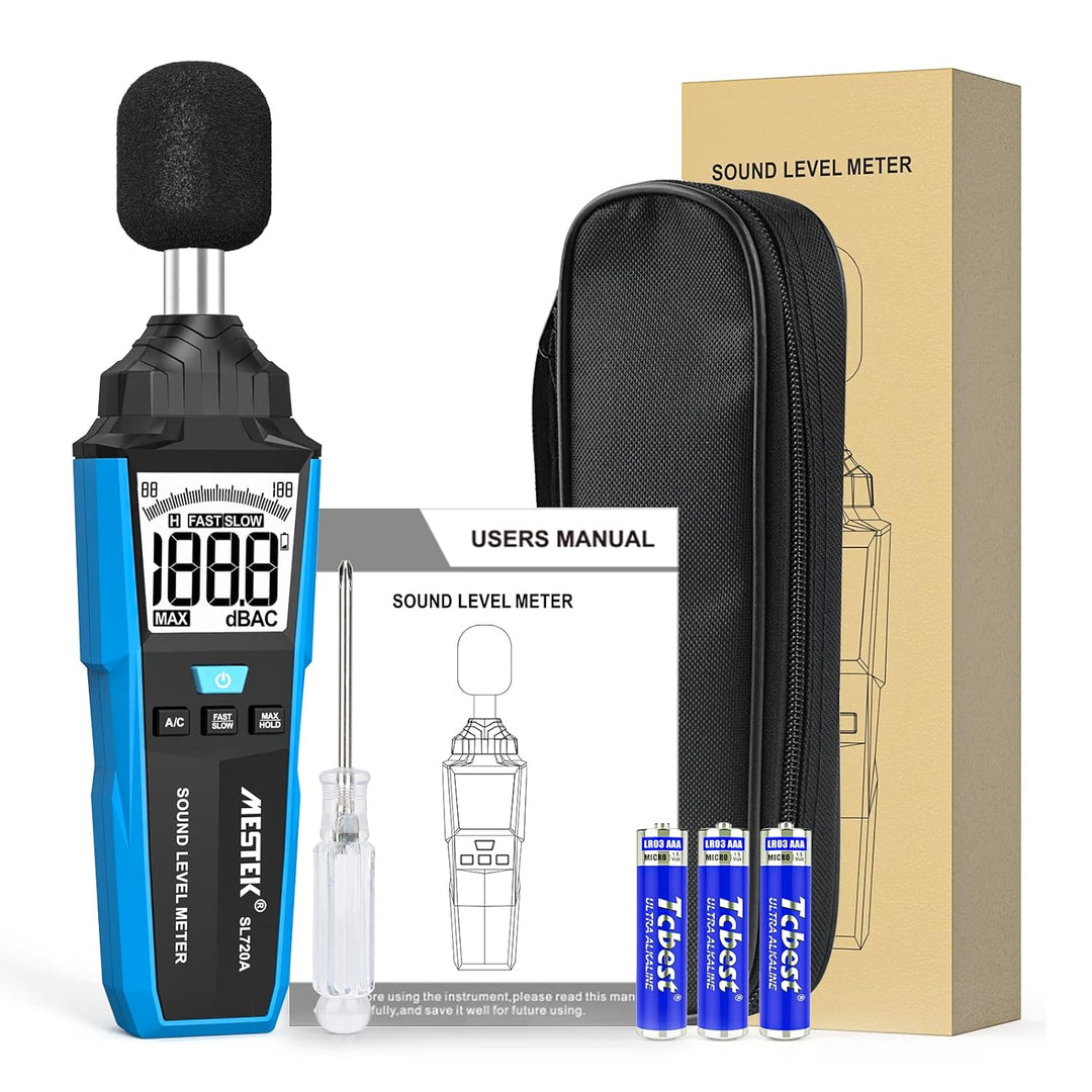Dezibel Messgerät, MESTEK Schallpegelmessgerät, Tragbare db messergerät,30 dB bis 130 dB,A/C-gewicht