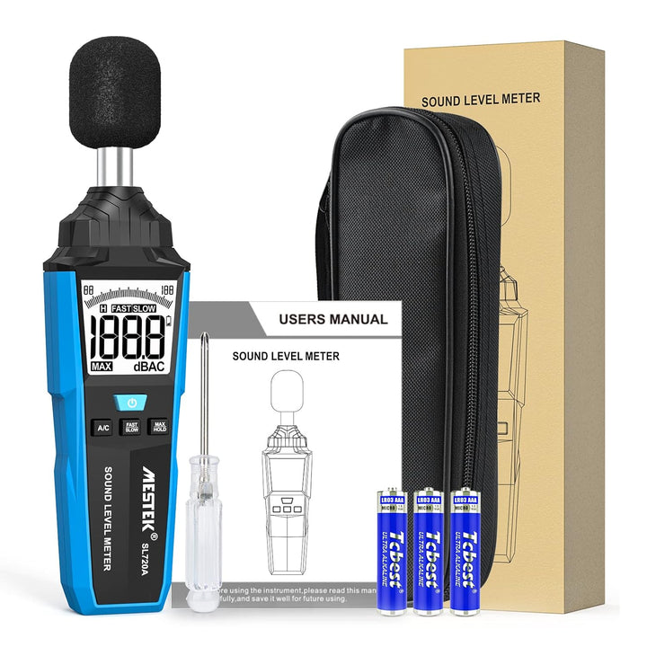 Dezibel Messgerät, MESTEK Schallpegelmessgerät, Tragbare db messergerät,30 dB bis 130 dB,A/C-gewicht