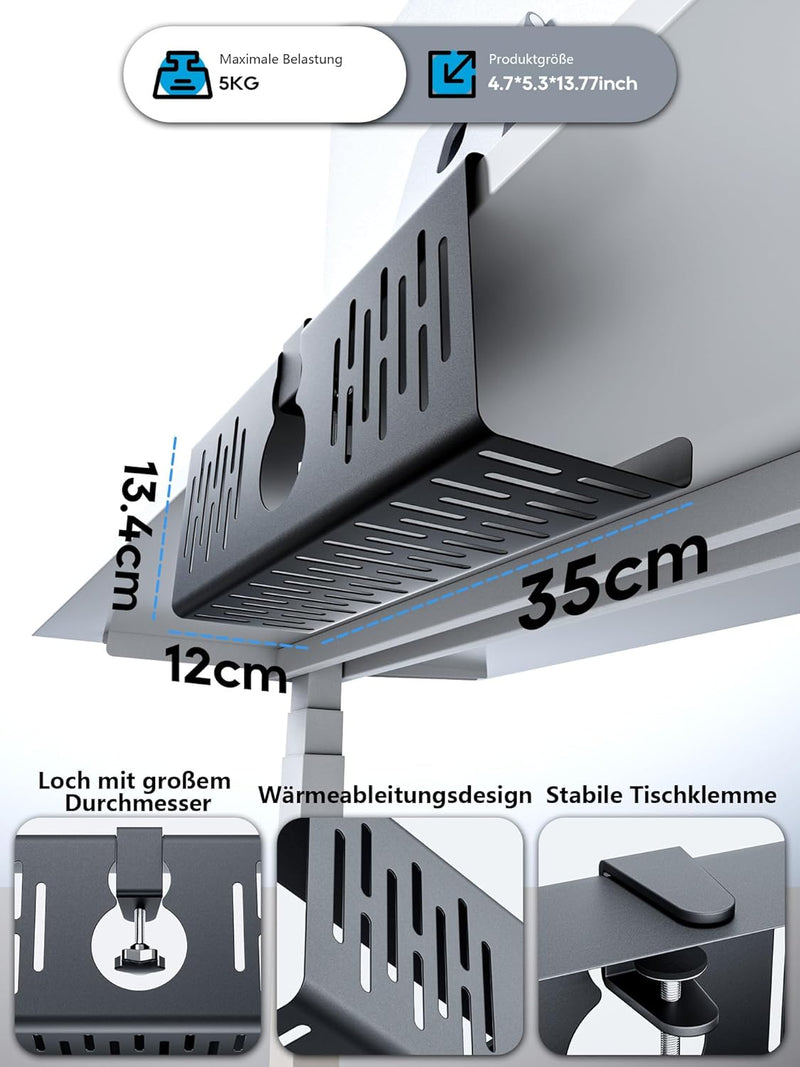 NODOCA Kabelmanagement unter dem Schreibtisch, Ohne Bohren Untertisch Kabelmanagement, Kabelkanal Sc