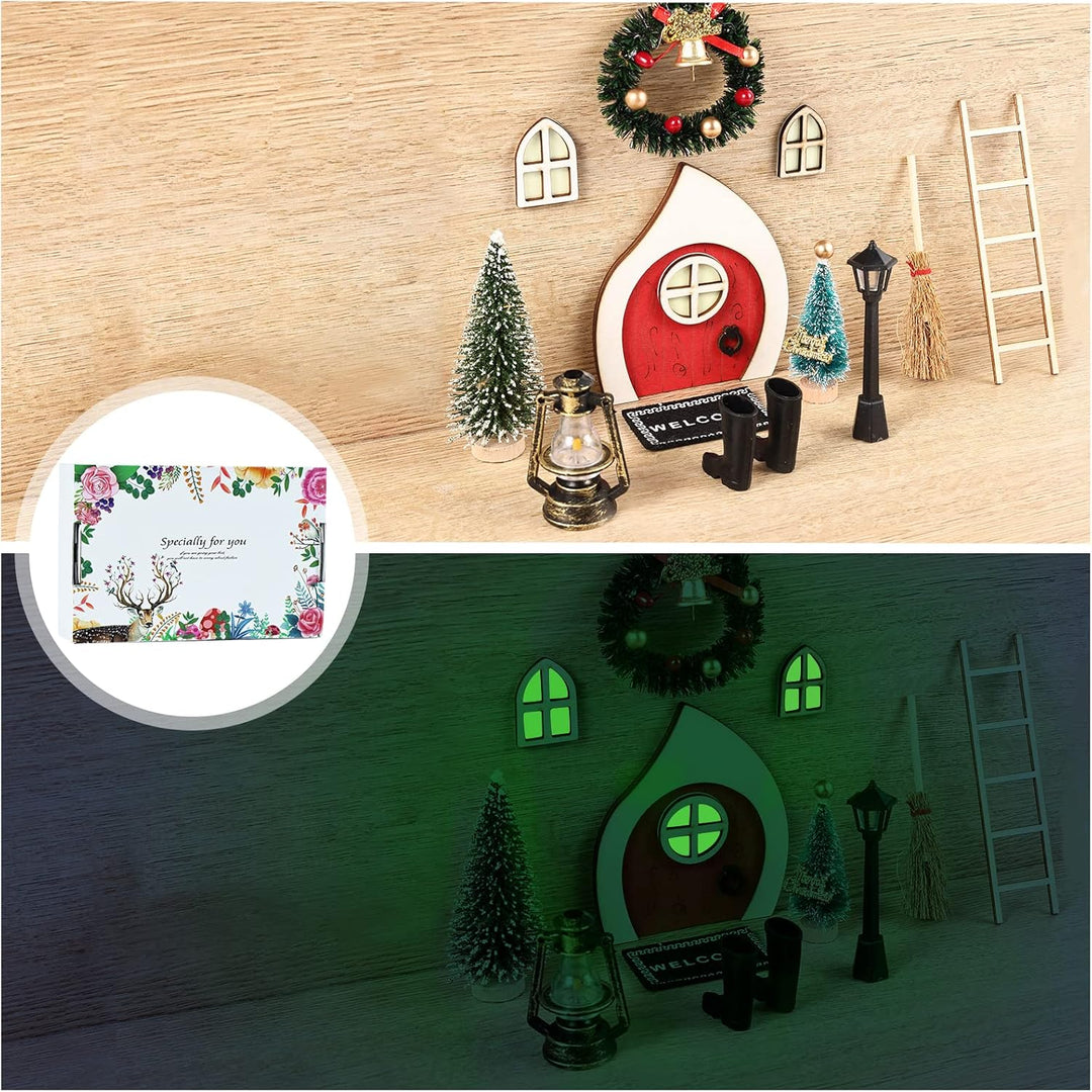 Wichtel Zubehör Weihnachten, 12 PCS Wichteltür Zubehör, Miniatur Wichtel Zubehör, Nachts Leuchtende