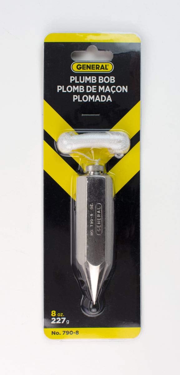 General Tools 790-8 Hexagon Steel Plumb Bob, 8 Ounce, Hex Nickel Plated Steel