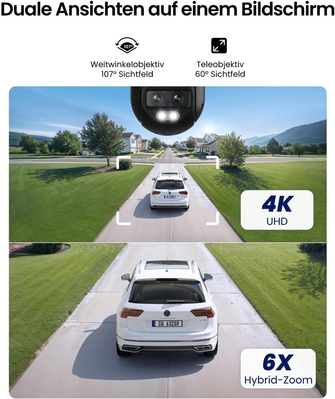 Reolink 4K 8MP Wi-Fi 6 PTZ Überwachungskamera Aussen Set, Auto-Tracking-Zoom, Dual-Objektiv, KI-Erke