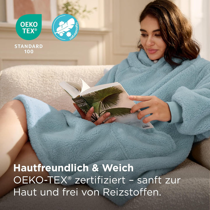 BEDSURE Hoodie Decke mit Ärmeln Deckenpullover - Tragbare Decke zum Anziehen Erwachsene xxl, Übergro