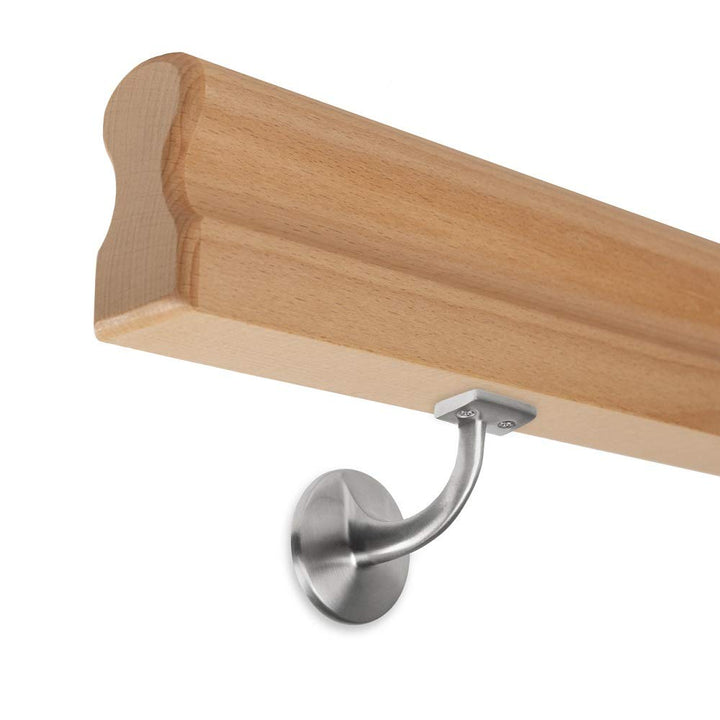 Handlauf Buche lackiert - 45x80mm - Omega inkl. Halter mit Stockschraube (150 cm) 150 cm + 2 Halter,