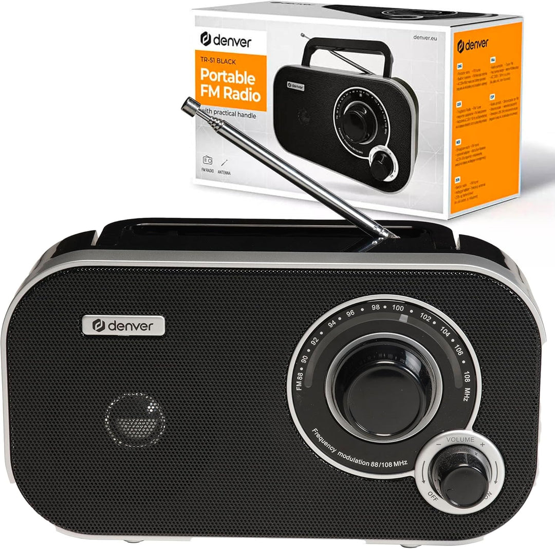 Denver TR-51 UKW-Radio mit analogem Tuning, Schwarz