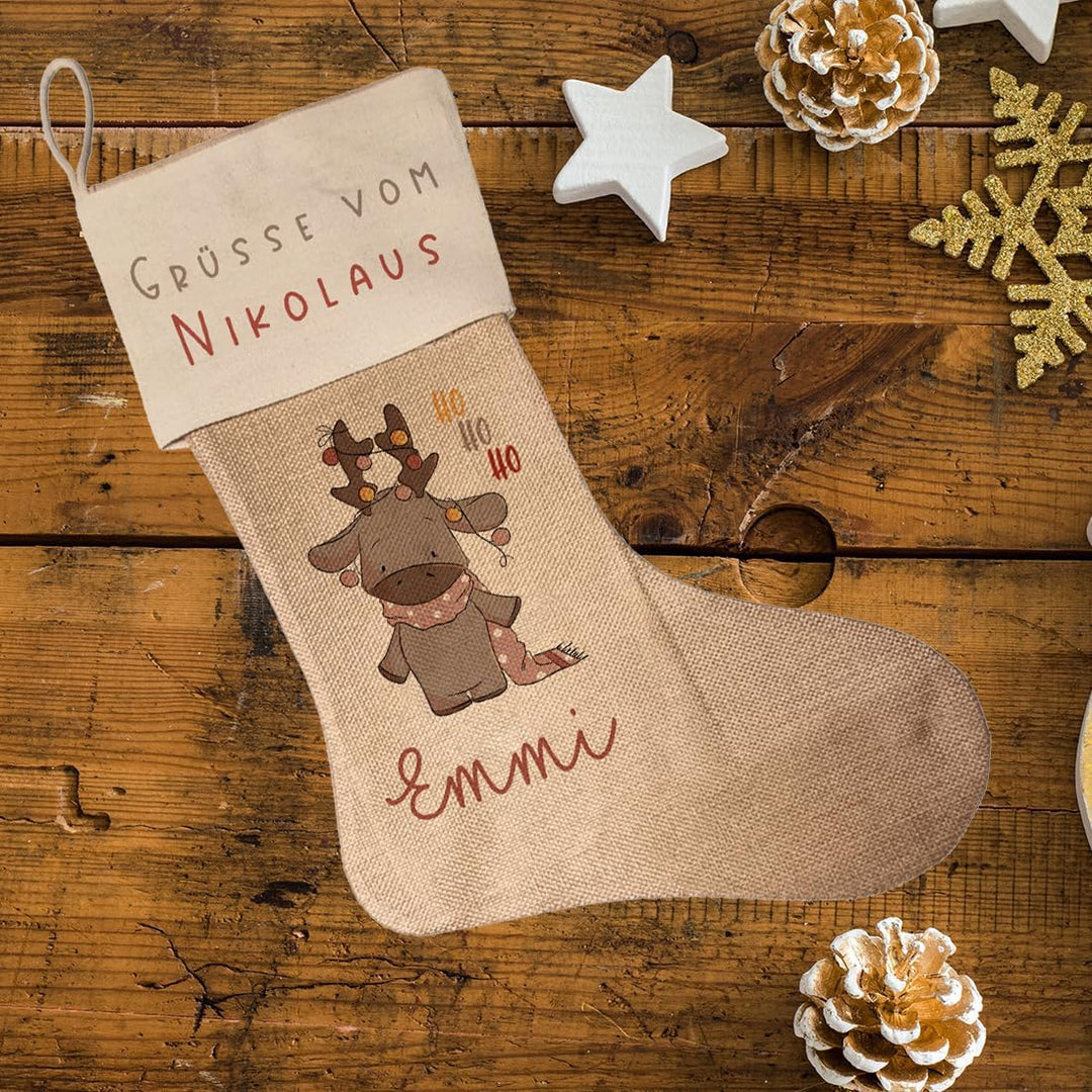 Kilala Nikolausstrumpf zum befüllen Weihnachsstrumpf mit Name personalisiert Kinder Erwachsene Aufhä