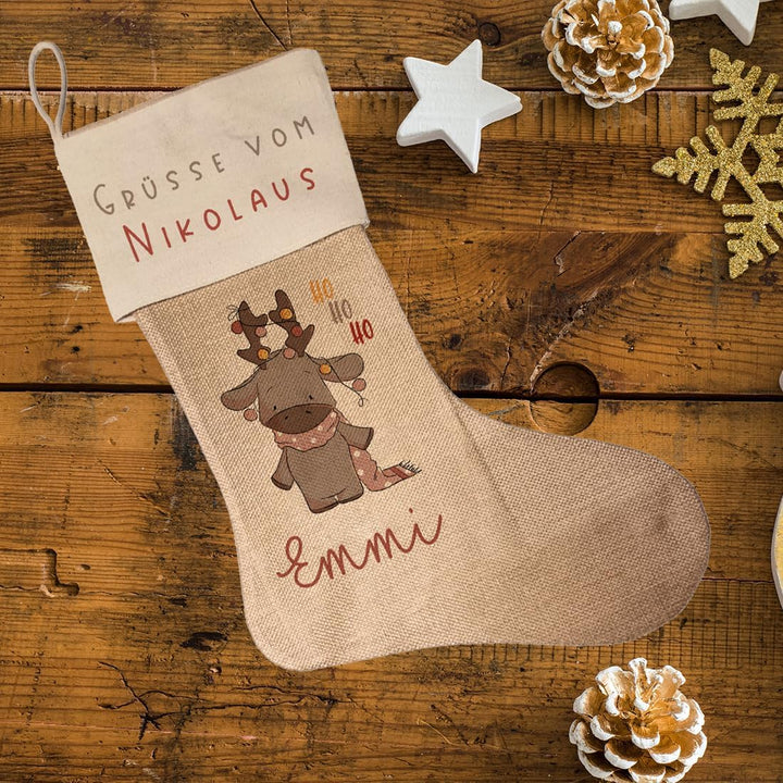 Kilala Nikolausstrumpf zum befüllen Weihnachsstrumpf mit Name personalisiert Kinder Erwachsene Aufhä