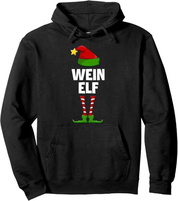 Wein Elf Partnerlook Familien Elfen Outfit Xmas Weihnachts Pullover Hoodie