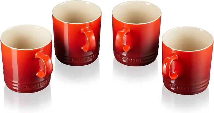 Le Creuset 4er-Set Becher aus Steinzeug, je 350 ml, Kirschrot, 79113350600000 Kirschrot 350 ml 4er-S