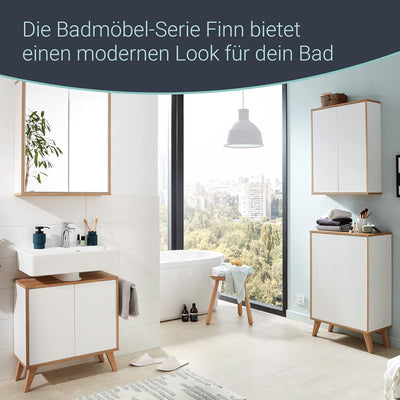 FACKELMANN Finn Spiegelschrank (60 x 75 x 20,5 cm) – Wandschrank mit Spiegel hängend mit 2 Einlegebö