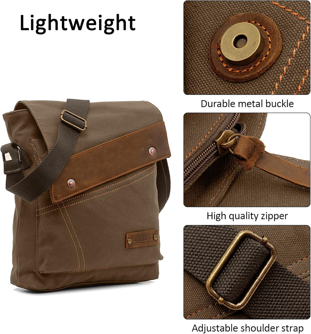 DORRISO Herren Umhängetasche Mode Leinwand Schultertasche Reise Schultertaschen Leicht Kuriertasche