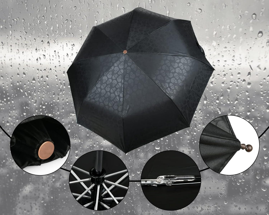 DS. DISTINCTIVE STYLE UV Regenschirm Totenkopf Sonnenschirm Faltschirm Automatisches Öffnen und Schl
