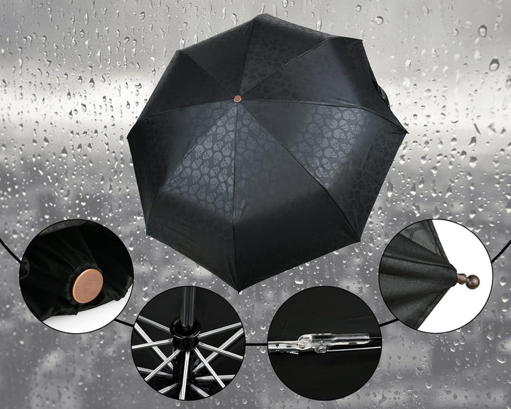 DS. DISTINCTIVE STYLE UV Regenschirm Totenkopf Sonnenschirm Faltschirm Automatisches Öffnen und Schl