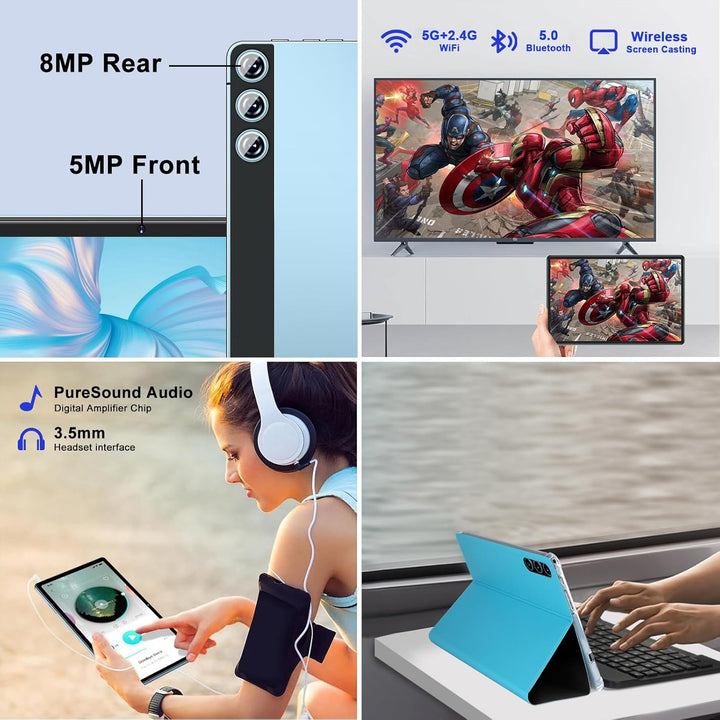 ZIOVO Android 14 Tablet, 10 Zoll, 22 GB RAM + 128 GB ROM (1 TB TF), Widevine L1/Octa-Core/2,0 GHz/5G