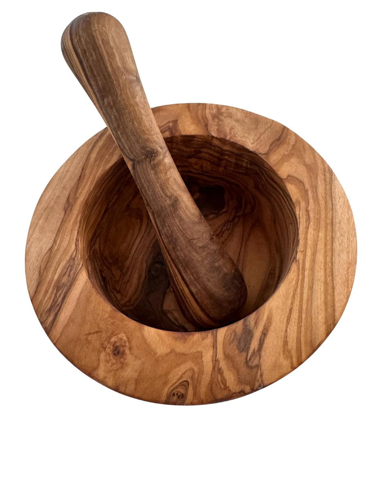 SmokeMax® / Olivenholz Mörser und Stössel Set/Holzmörser/Kräutermörser/Gewürzmörser/ca. 14cm