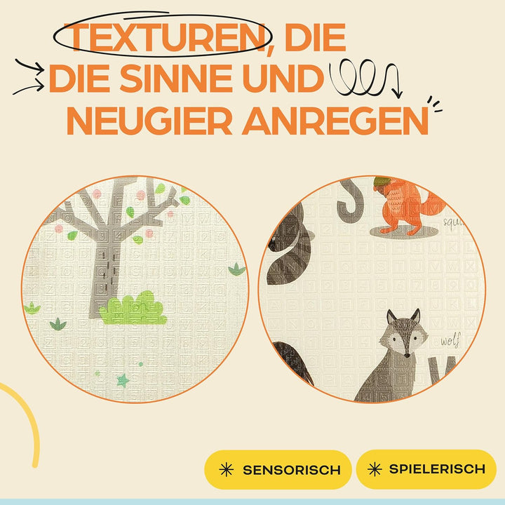 Baby-Spielmatte, faltbar, sensorisch, wasserdicht, ungiftig, wendbar. Vielseitige Matte, perfekt zum