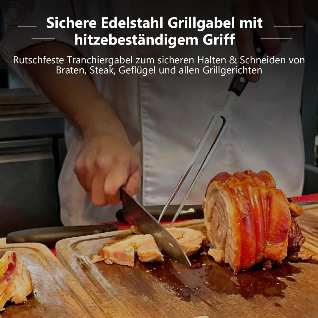 Fleischgabel, Fleischgabel Edelstahl Grillgabel mit Ergonomischem Griff, Nicht Leicht zu Biegen für