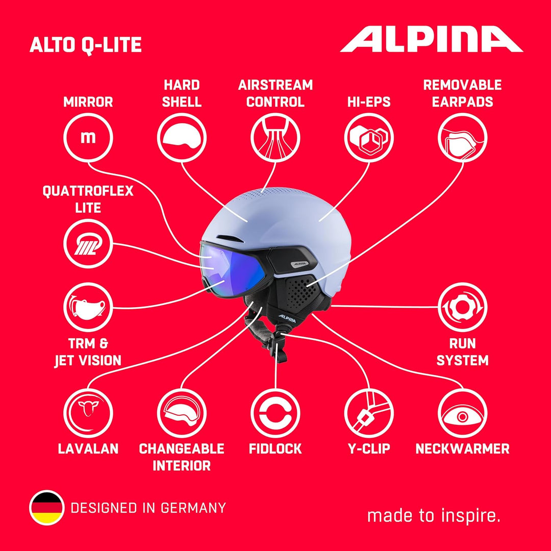 ALPINA ALTO Q-LITE - Sicherer, Stossabsorbierender & Individuell Anpassbarer Skihelm Mit Kontrastver