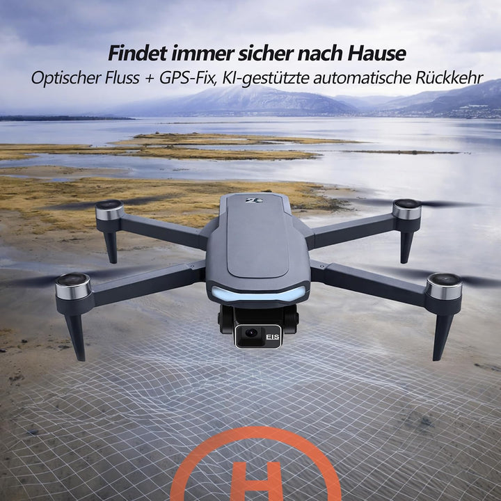 3-Achsen Gimbal GPS Drohne mit 4K Kamera, 4.5" HD Screen Fernsteuerung, 90Min Flugzeit (3 Akkus), 30
