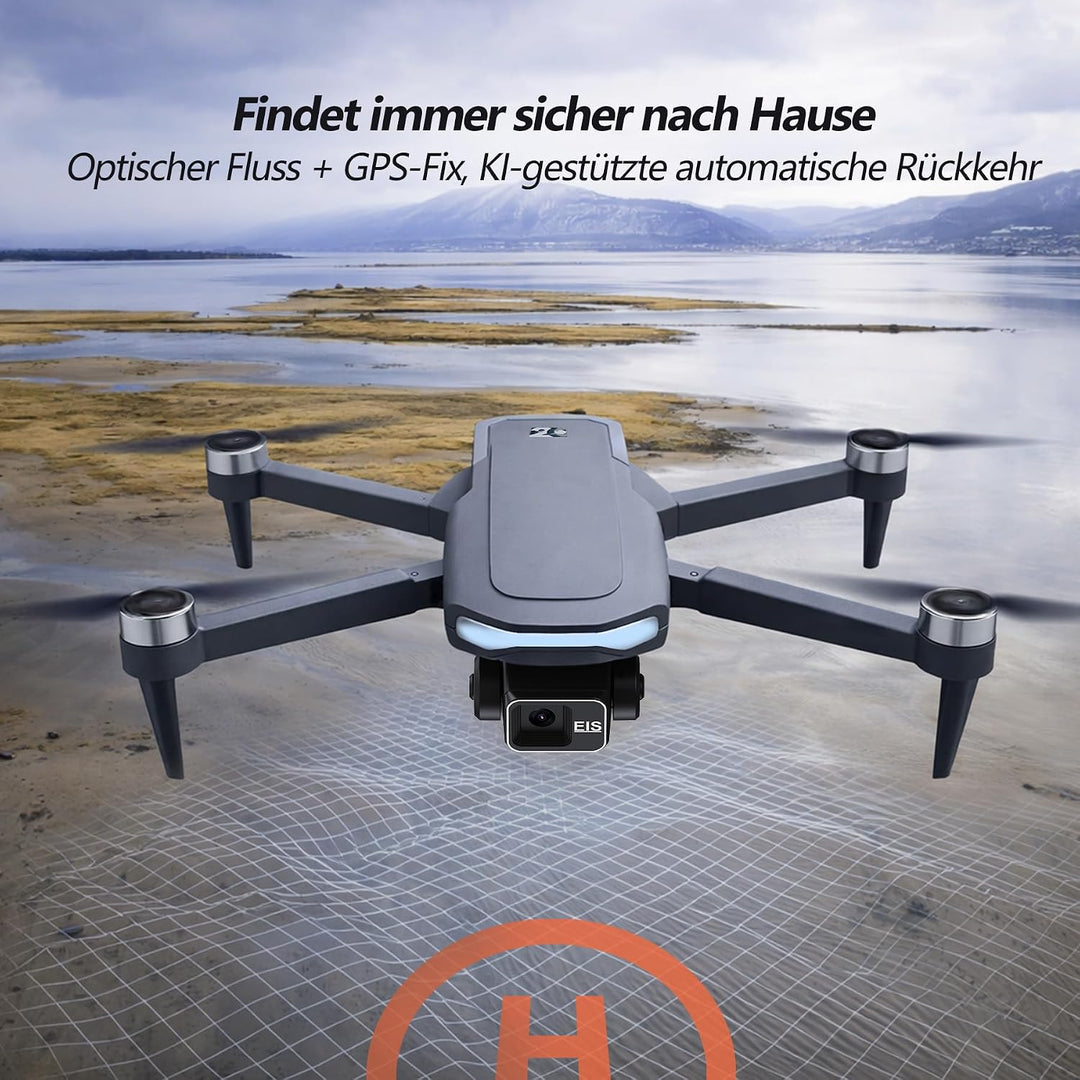 3-Achsen Gimbal GPS Drohne mit 4K Kamera, 4.5" HD Screen Fernsteuerung, 90Min Flugzeit (3 Akkus), 30