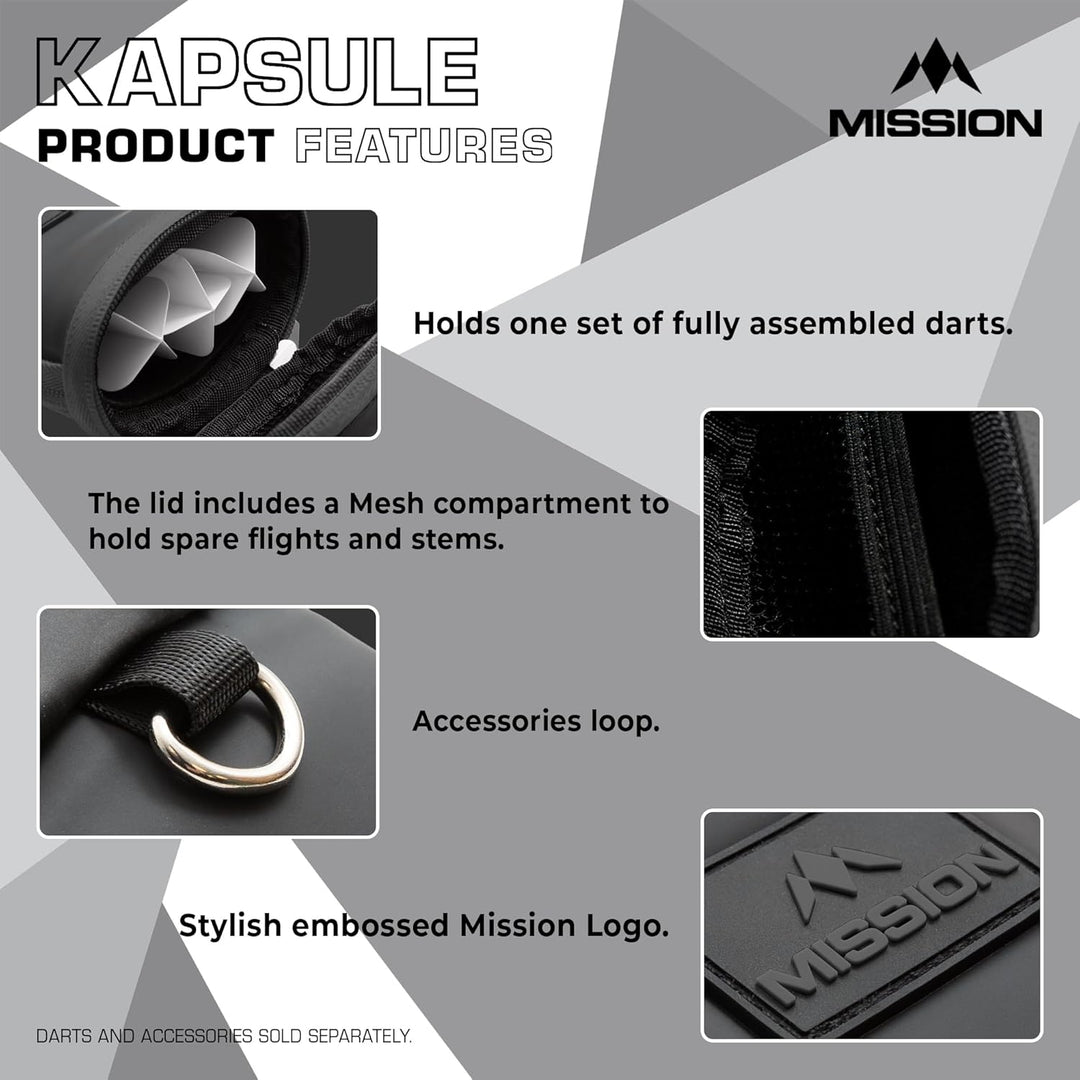 Mission Darts Kapsule EVA-Etui, mehrere Farboptionen, Dart-Etui, Aufbewahrungstasche., grau, Einheit