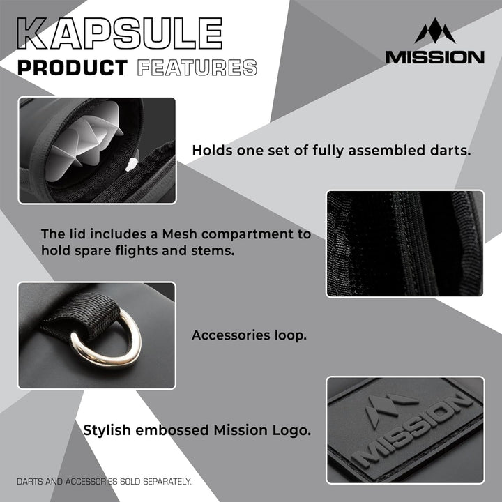 Mission Darts Kapsule EVA-Etui, mehrere Farboptionen, Dart-Etui, Aufbewahrungstasche., grau, Einheit