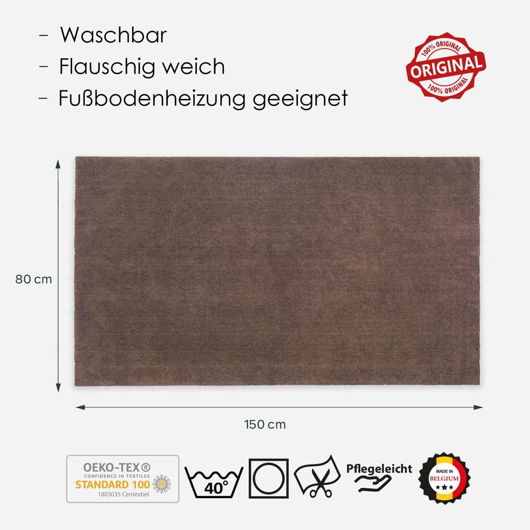 DomDeco Waschbarer Teppich Feel, super weicher und Flexibler 11mm Kurzflor für Wohnzimmer/Schlafzimm