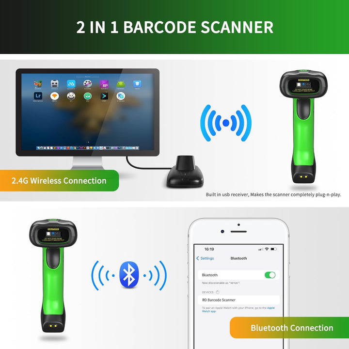 NETUM kabelloser QR-Code-Scanner Barcode-Scanner Bluetooth 2D 1D-Barcode-Lesegerät, 2600 mAh, Fallsc