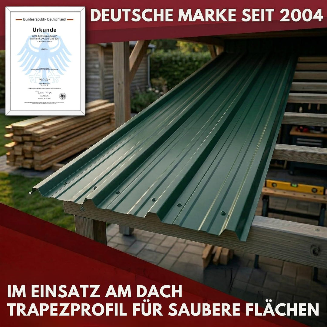 Trapezblech Dachplatten 22er Set RAL6005 Grün | 1090x445mm, verzinkt Grün RAL 6005 22er Set, Grün RA
