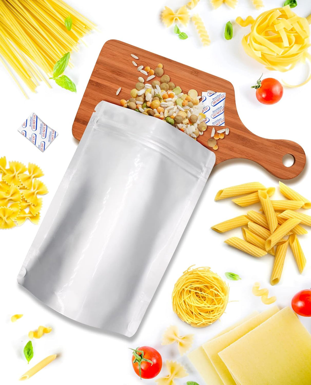 90PCS Mylar Bags Mit Sauerstoff Absorber Für Die Lagerung Von Lebensmitteln 1 Quart 15 x 22 cm 8.6Mi