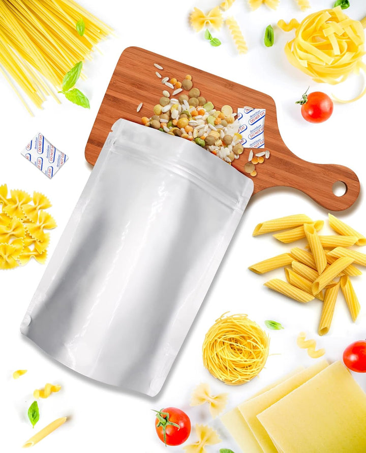 90PCS Mylar Bags Mit Sauerstoff Absorber Für Die Lagerung Von Lebensmitteln 1 Quart 15 x 22 cm 8.6Mi