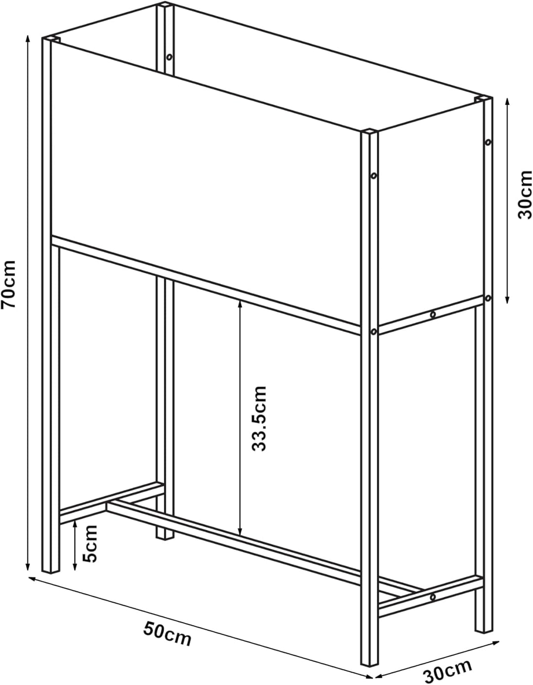 [en.casa] Blumenständer Porsgrunn Pflanzenständer mit Blumenkasten 70 x 50 x 30 cm Metall Schwarz Bl