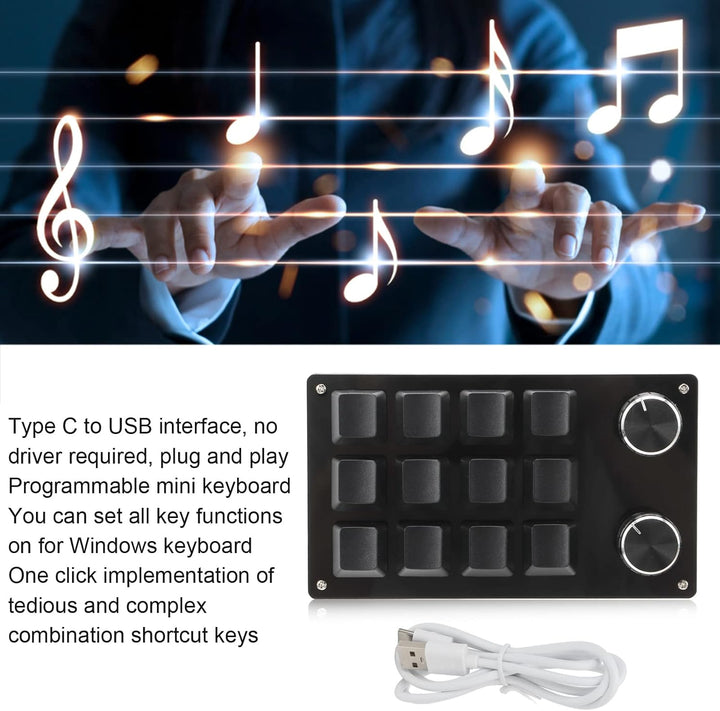 Ejoyous Tastatur Programmierbare Tasten, USB Einhand Mechanisch Tastatur mit 12 Mehrere Programmierb