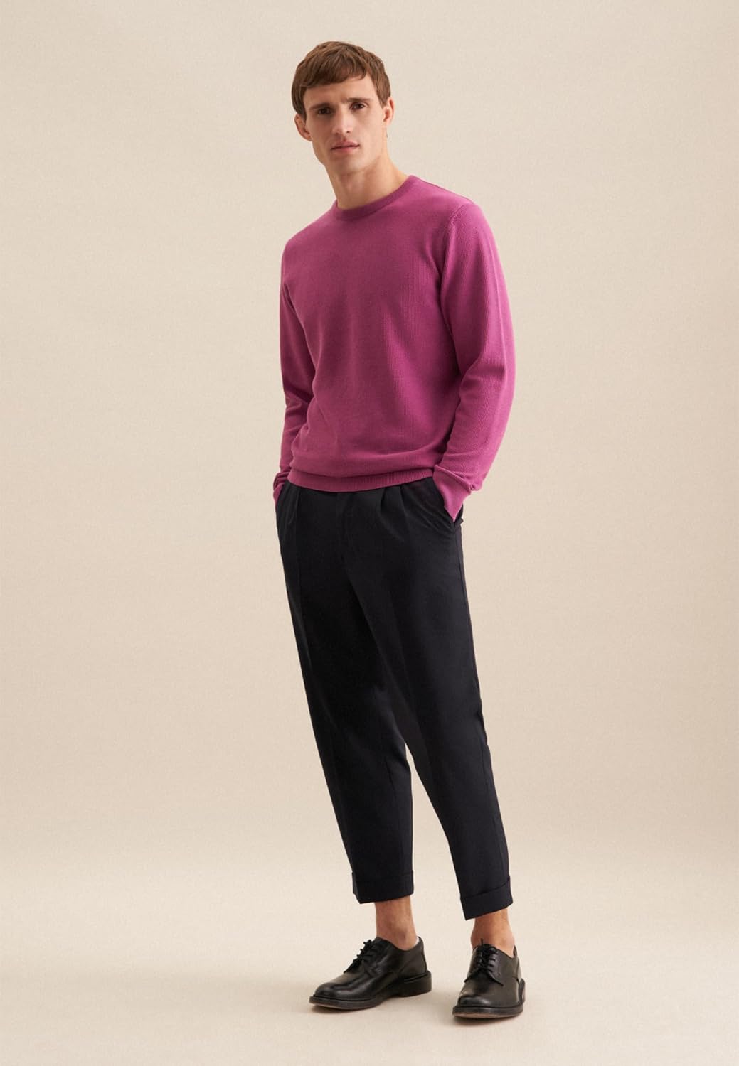 Seidensticker Herren Pullover - Regular Fit - Rundhalsausschnitt - Langarm - 100% Baumwolle L Rot, L