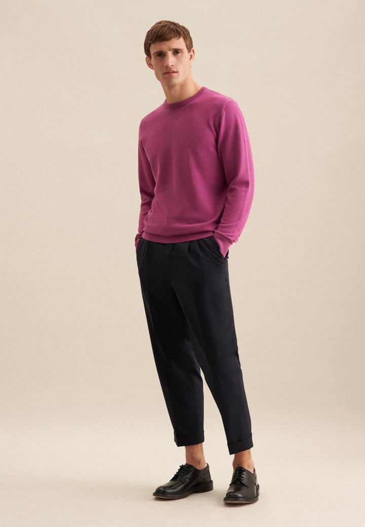 Seidensticker Herren Pullover - Regular Fit - Rundhalsausschnitt - Langarm - 100% Baumwolle L Rot, L