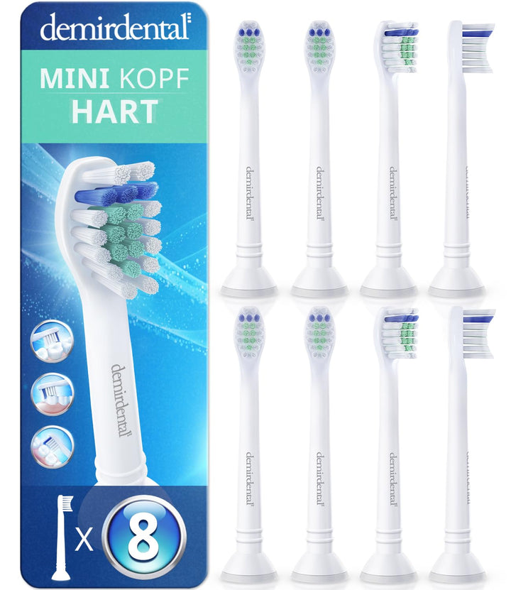 8er demirdental Ersatzbürsten passend für Philips Sonicare, Mini Hart Aufsätze & Aufsteckbürsten, Ha
