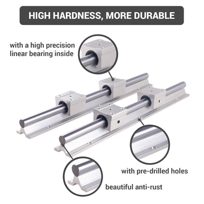 BEVDICNC Linearschiene SBR20 1500mm 4 Stück Silber Linearführung mit 8 Stück SBR20UU Lagerblöcken Ro