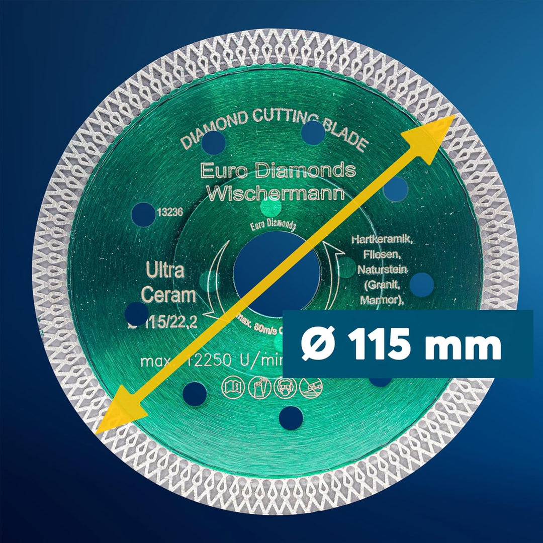 Profi Diamant-Trennscheibe Ceramic Super Ultra von EDW, 115 mm x 22,2mm, Fliesenscheibe/Fliesentrenn