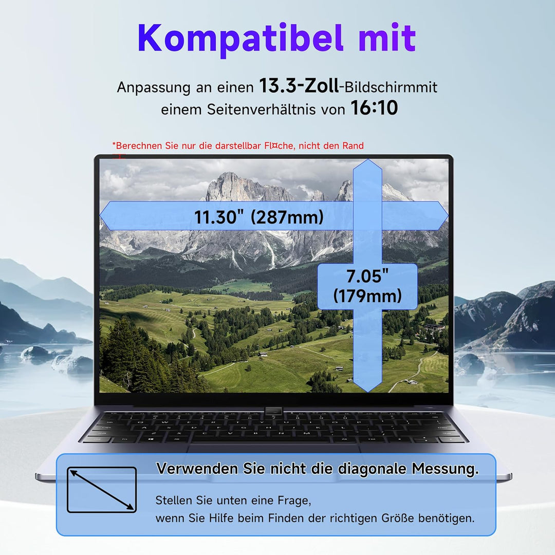 2 Pack Blaulichtfilter Displayschutzfolie 13.3 Zoll 16:10, Blendschutzfolie Augenschutz Schutzfolie,