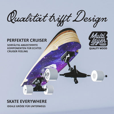 Apollo Mini-Longboard | Midi Cruiser als Komplett-Board, 70cm (30x8) | wendiges Kick Tail Mini Longb