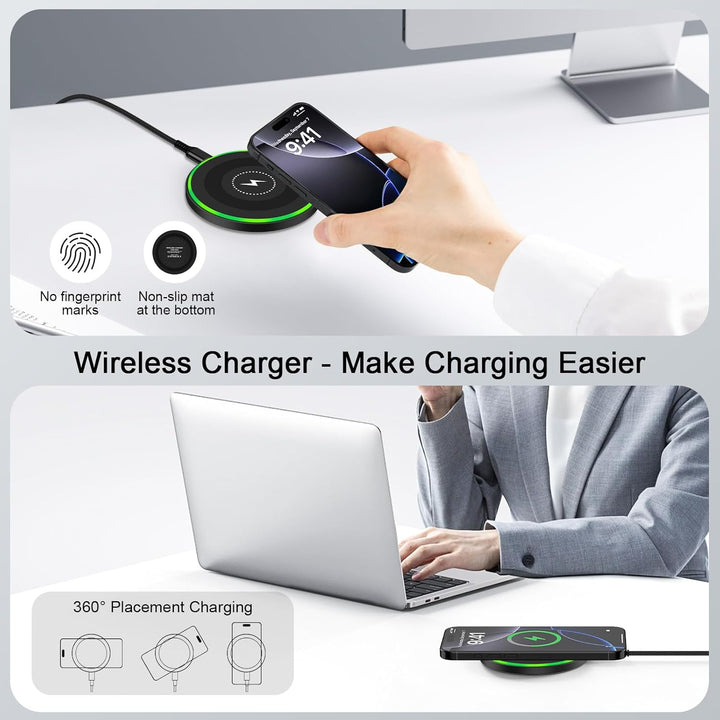 Induktive Ladestation Wireless Charger für Samsung Galaxy S26 S25 Ultra S24 FE S23 S22 S21 S20, iPho