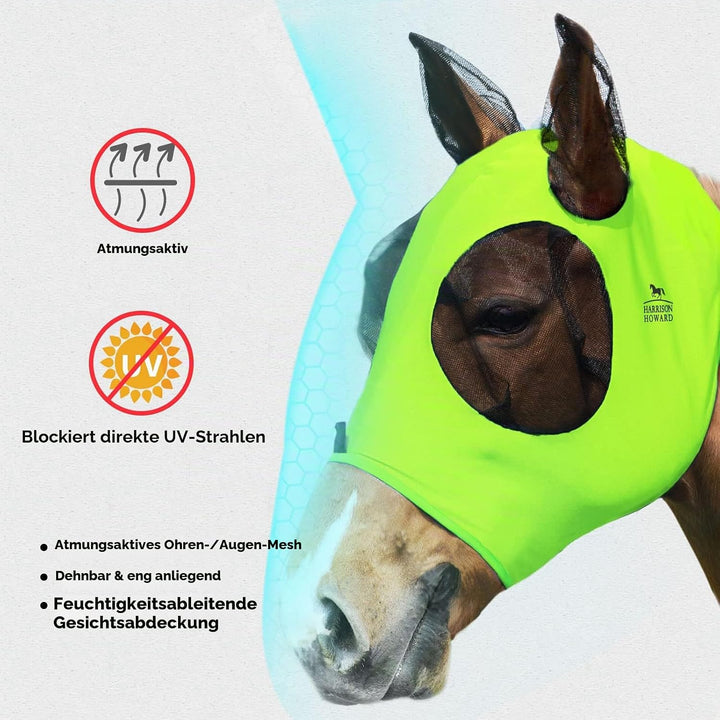 Harrison Howard Super Comfort Stretchy Fly Mask Large Eye Space with UV Protection Soft on Skin with