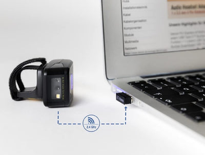 Delock Ringbarcode Scanner 1D und 2D mit 2,4 GHz oder Bluetooth, für Rechts- und Linkshänder, Unters