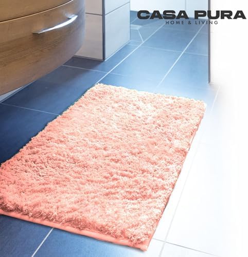 casa pura Badematte Rosa weicher, Flauschiger Badezimmerteppich in Shaggy Optik, Badvorleger rutschf
