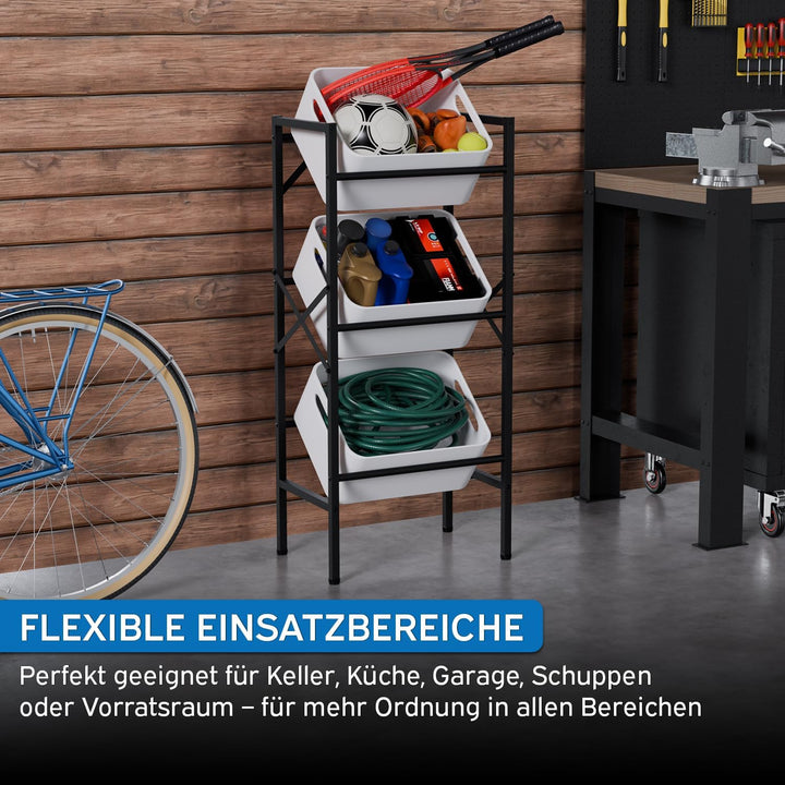 kör4u Getränkekistenregal Schwarz für 3 Kisten - Robustes Stahlregal mit 450 kg Tragkraft - Platzspa