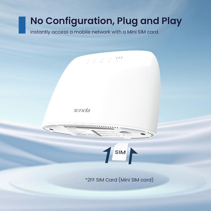 Tenda 4G03 4G LTE Router, WLAN Router für SIM-Karten (CAT4, 150Mbit/s im Download, 300Mbit/s 2,4GHz)
